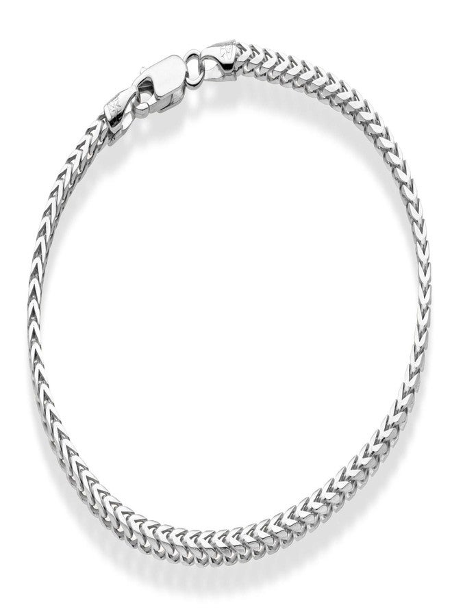 Miabella Solid 925 Sterling Silver Italian 2.5mm Franco Square Box Link Chain Bracelet for Men Women, Made in Italy (Length 7.5 Inches) - Image 1